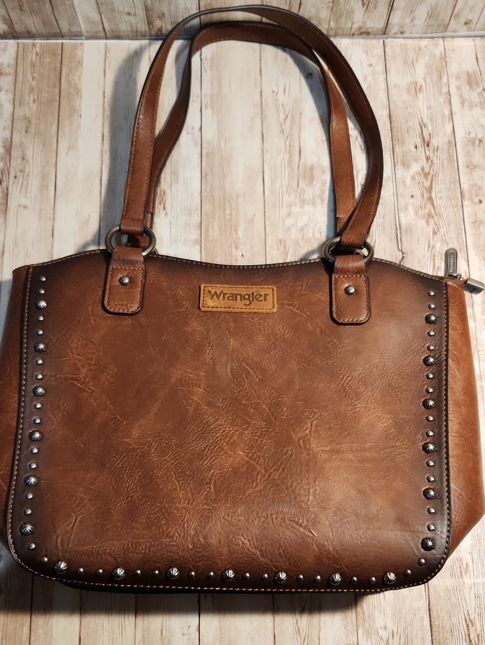 Wrangler Brown Studded Shoulder Tote